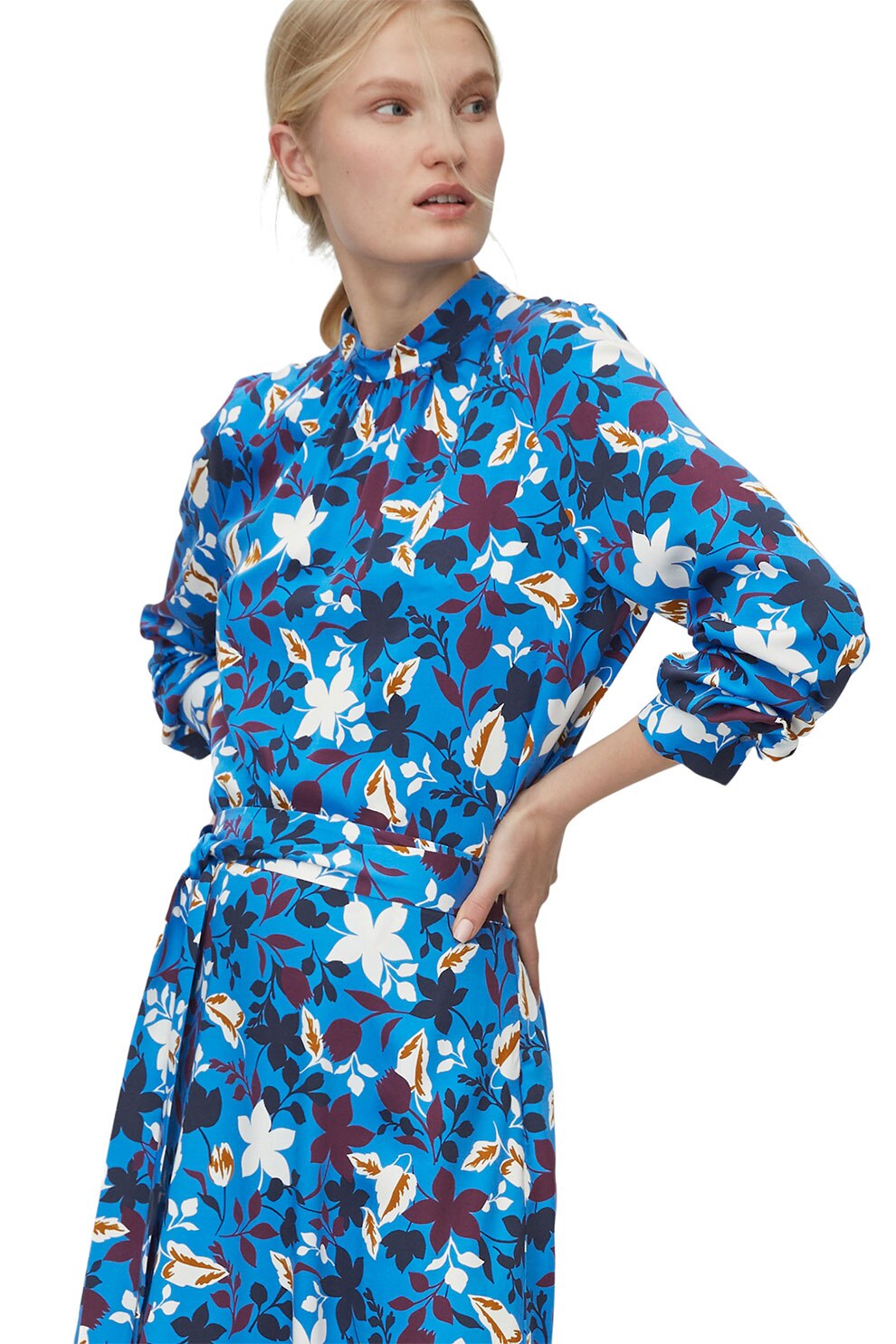 Marc O'Polo, Bluza cu imprimeu floral, Albastru/Alb/Rosu, S