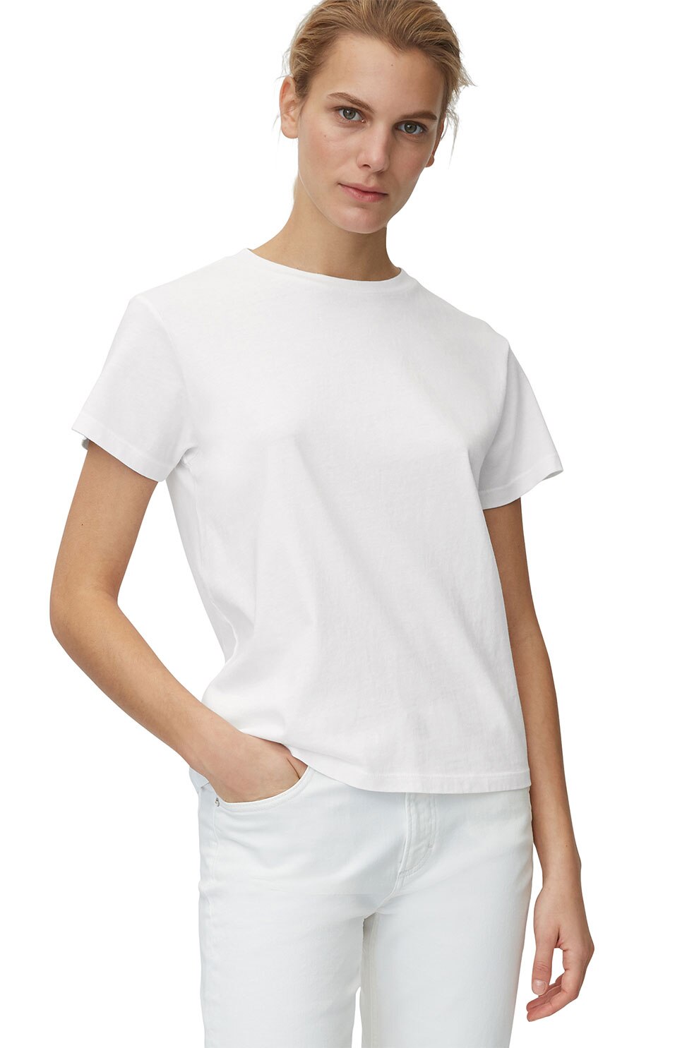 Marc O'Polo, Tricou cu imprimeu mesaj, Alb optic, XS