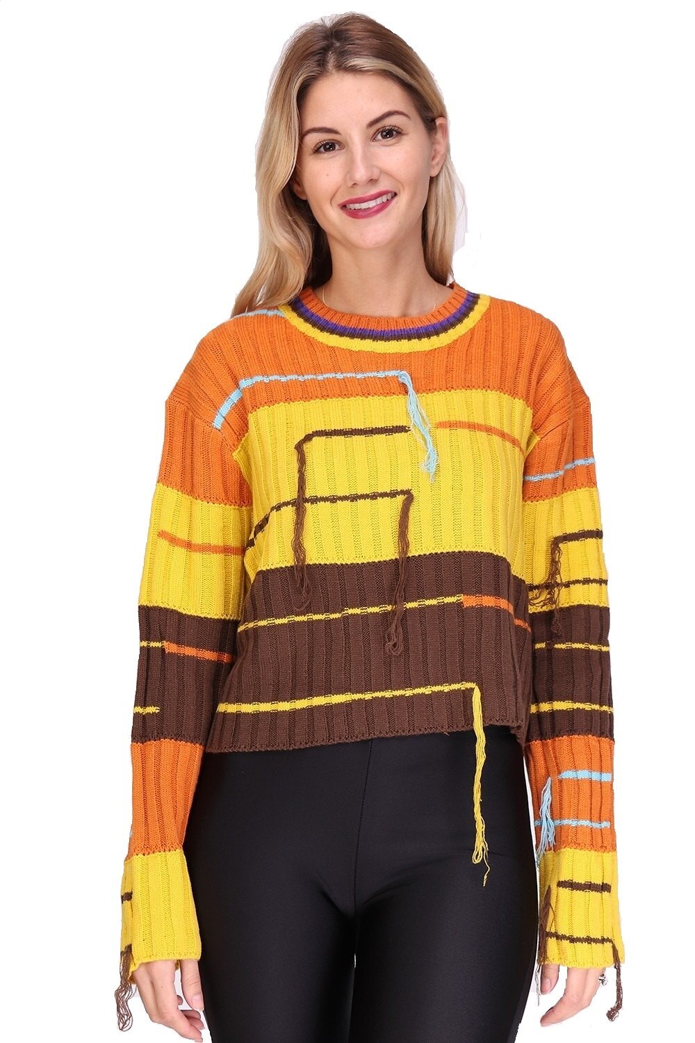 Pulover scurt multicolor, marime One Size INTL