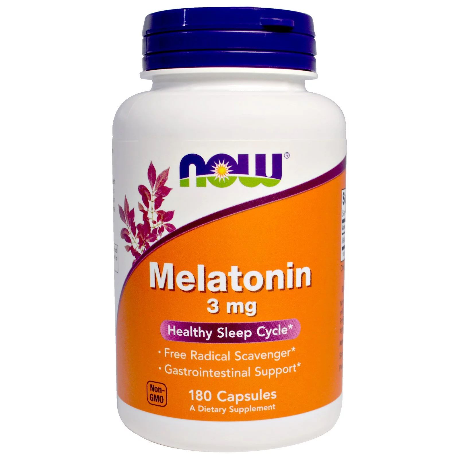 Supliment insomie Melatonina, Now Foods Melatonin 3mg, 180 capsule vegetale
