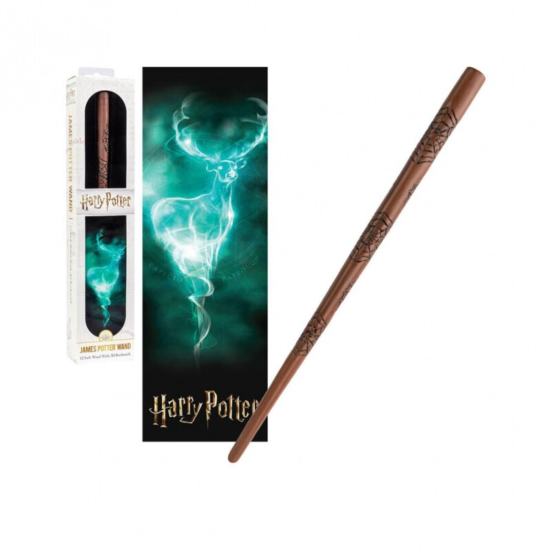 Bagheta Harry Potter - James Potter V2 30cm Originala + Semn de carte, Multicolor