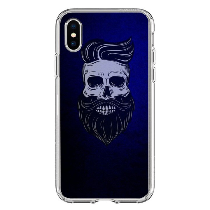 Husa silicon albastra iPhone X Barber Skull