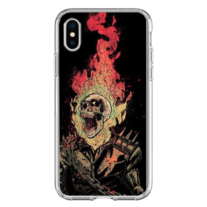 Husa silicon neagra iPhone X Ghost Rider