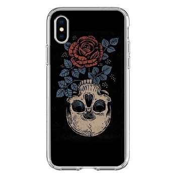 Husa silicon neagra iPhone X Rose Skull Husa silicon neagra iPhone X Rose Skull