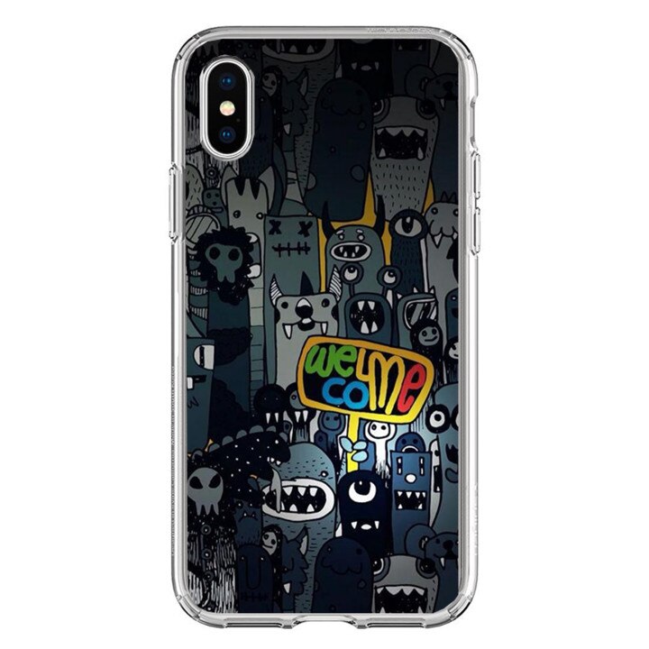 Husa silicon neagra iPhone X Welcom