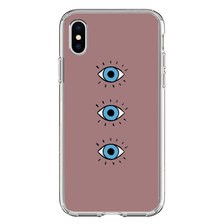 Husa silicon roz iPhone XS Blue Eyes