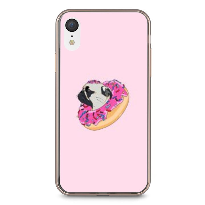 Husa silicon roz iPhone XR Donut Pug