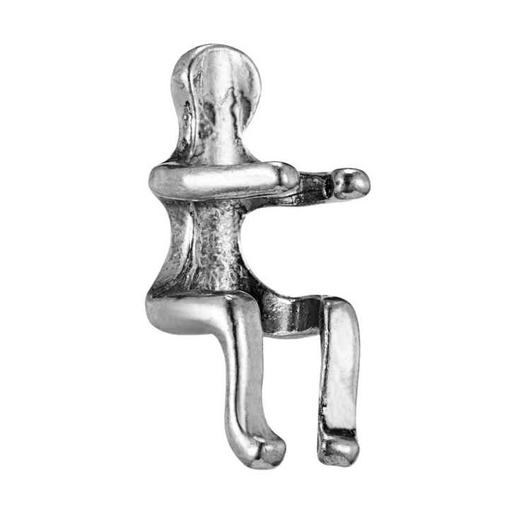 Cercel Tip ear cuff, model omulet micut care se catara pe ureche, Argintiu, Urechea stanga sau dreapta