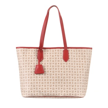 Geanta din piele Pollini, Heritage, Bej/Rosu, 29 x 46 x 14 cm Geanta din piele Pollini, Heritage, Bej/Rosu, 29 x 46 x 14 cm