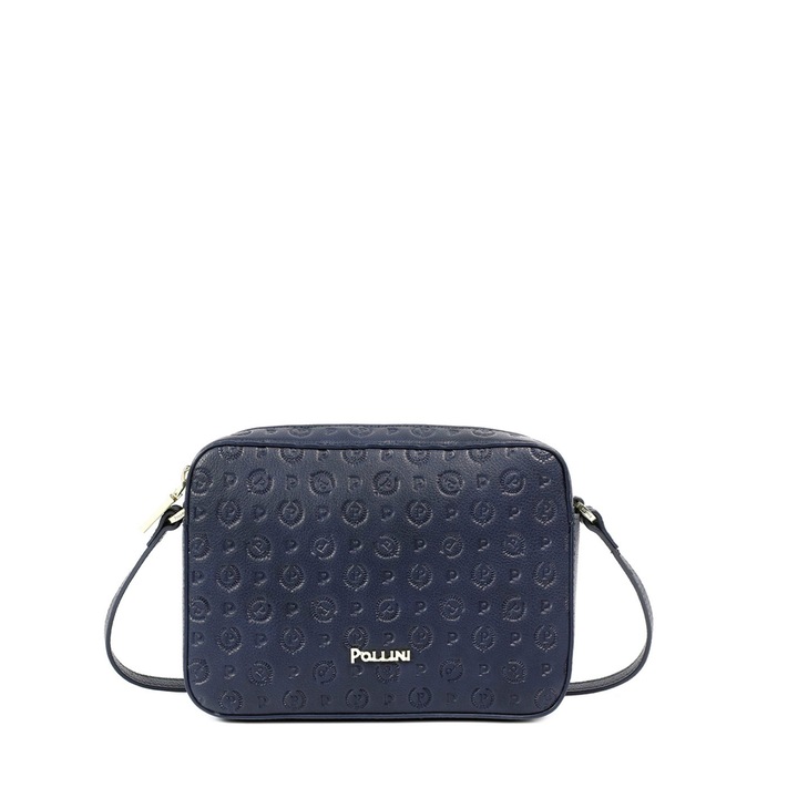 Geanta cu manere din piele ecologica Pollini, Heritage Navy, Albastru, 15 x 22 x 6 cm
