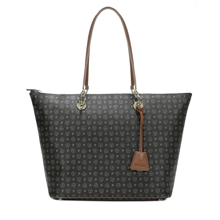 Geanta cu manere din piele ecologica Pollini, Heritage, Maro, 29 x 48 x 18 cm