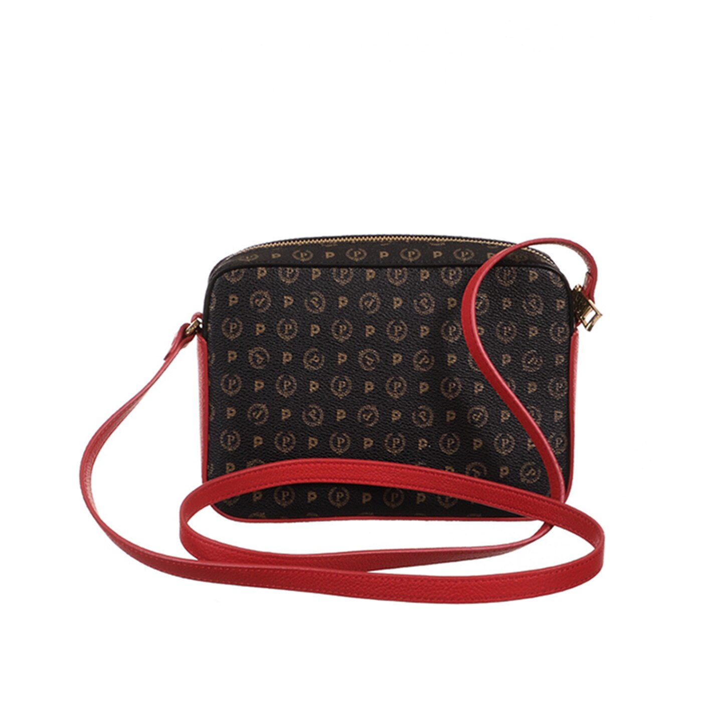 Geanta de umar Pollini, Heritage TE8414, Negru/Rosu, 15 x 22 x 6 cm