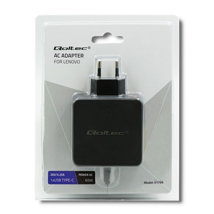 Alimentator laptop, Qoltec, pentru Lenovo, Slim tip pin, 65W, 20V, 3,25A