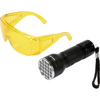 Set Lanterna LED Vorel 82756, 21 LED UV+ Ochelari protectie Negru