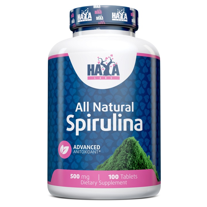 Supliment alimentar, Haya Labs, Spirulina, 500 Mg, 100 capsule