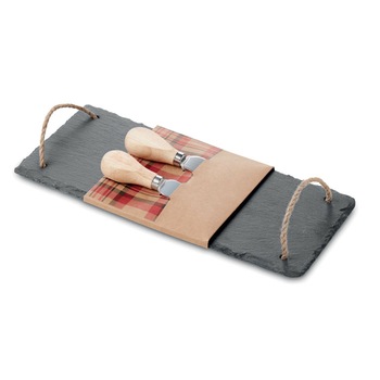 Set servire branzeturi cu 2 cutite din inox Set servire branzeturi cu 2 cutite din inox