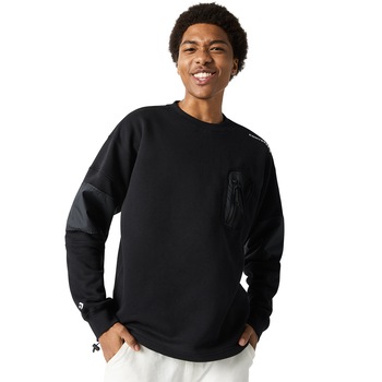 Bluza Converse Mixed Media Crew, Negru Bluza Converse Mixed Media Crew, Negru