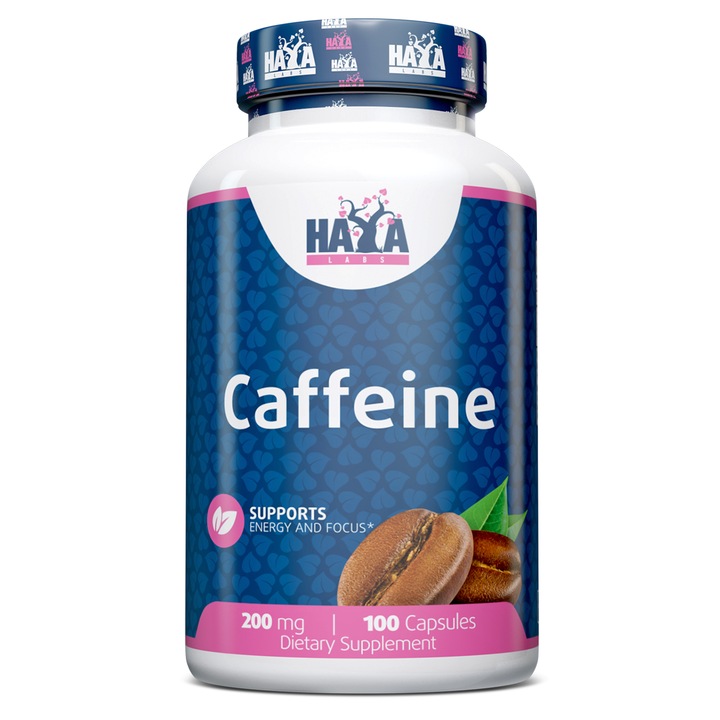Supliment nutritiv Caffeine, Haya Labs, Cafeina, 100 capsule