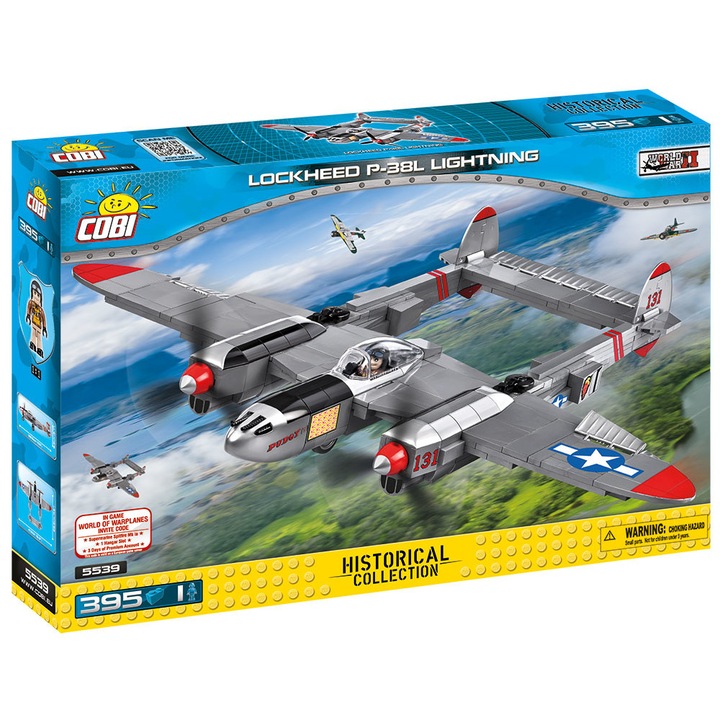 Set de constructie Cobi, WW Planes, LOCKHEED P-38 LIGHTNIN (395pcs)