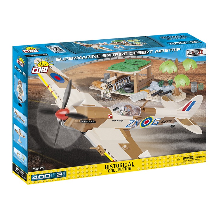 Set de constructie Cobi, WW Planes, SUPERMARINE SPITFIRE (400pcs)