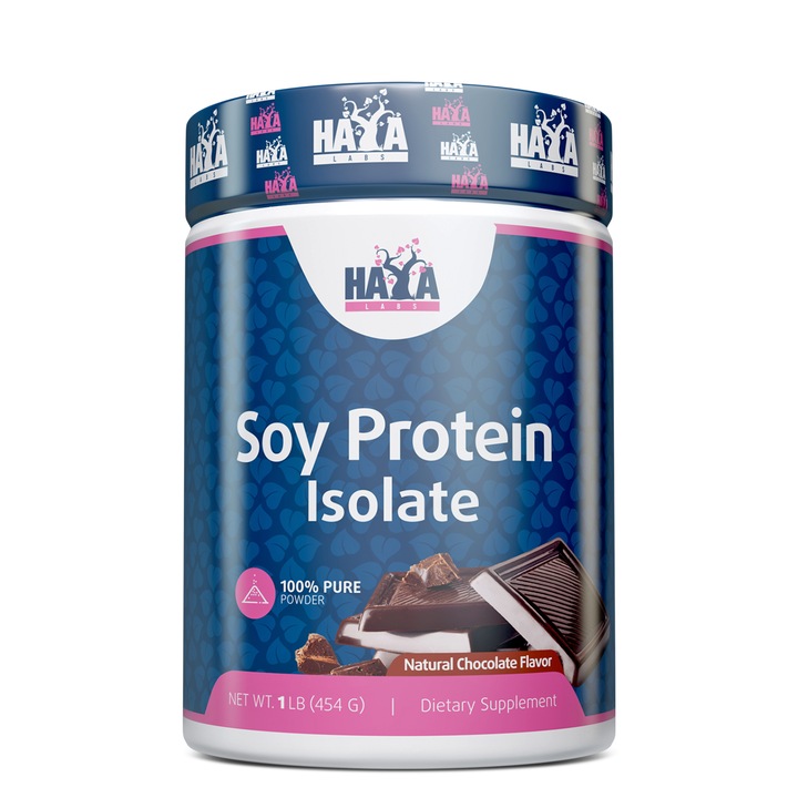 Izolat Proteic Din Soia Haya Labs 100% Soy Protein Isolate Ciocolata 0.454 Kg