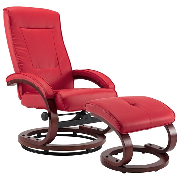 vidaXL piros állítható háttámlás műbőr fotel lábzsámollyal