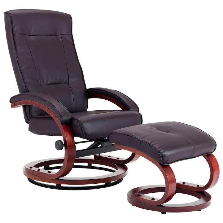 vidaXL barna állítható háttámlás műbőr fotel lábzsámollyal