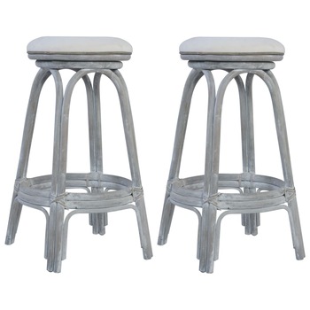 Set de 2 scaune de bar, vidaXL, Ratan , 40 x 75 cm, Gri Set de 2 scaune de bar, vidaXL, Ratan , 40 x 75 cm, Gri