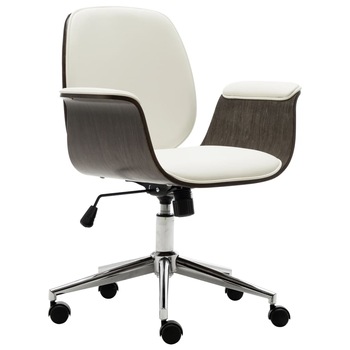 Scaun de birou, vidaXL, Lemn curbat, Alb, 69 x 56 x (85 - 97) cm Scaun de birou, vidaXL, Lemn curbat, Alb, 69 x 56 x (85 - 97) cm