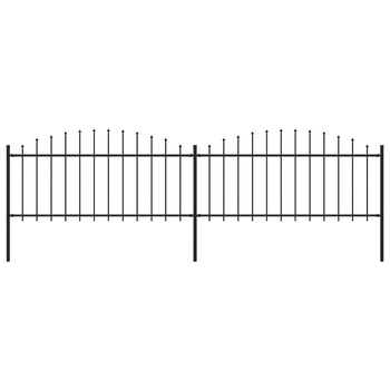 Set de 2 panouri de gard cu 3 stalpi, vidaXL, Otel, 3,4 x (0,5 - 0,75) m, Negru Set de 2 panouri de gard cu 3 stalpi, vidaXL, Otel, 3,4 x (0,5 - 0,75) m, Negru