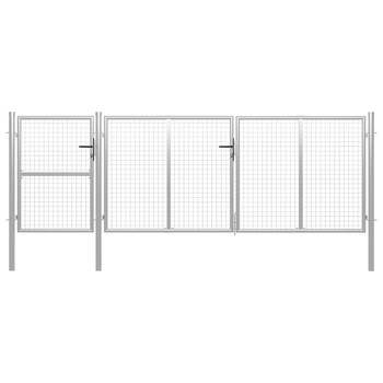 Poarta de gradina, vidaXL, Otel, 400 x 125 cm, Argintiu
