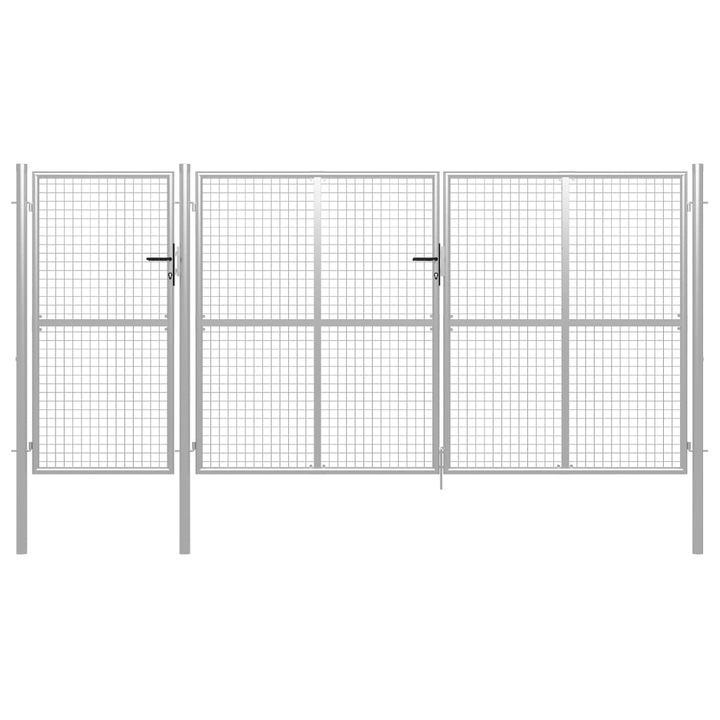 vidaXL ezüstszínű acél kertkapu 400 x 150 cm