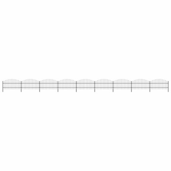 Set de 9 panouri de gard cu 10 stalpi, vidaXL, Otel, 15,3 x (0,75 - 1) m, Negru Set de 9 panouri de gard cu 10 stalpi, vidaXL, Otel, 15,3 x (0,75 - 1) m, Negru