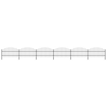 Set de 6 panouri de gard cu 7 stalpi, vidaXL, Otel, 10,2 x (0,75 - 1) m, Negru Set de 6 panouri de gard cu 7 stalpi, vidaXL, Otel, 10,2 x (0,75 - 1) m, Negru