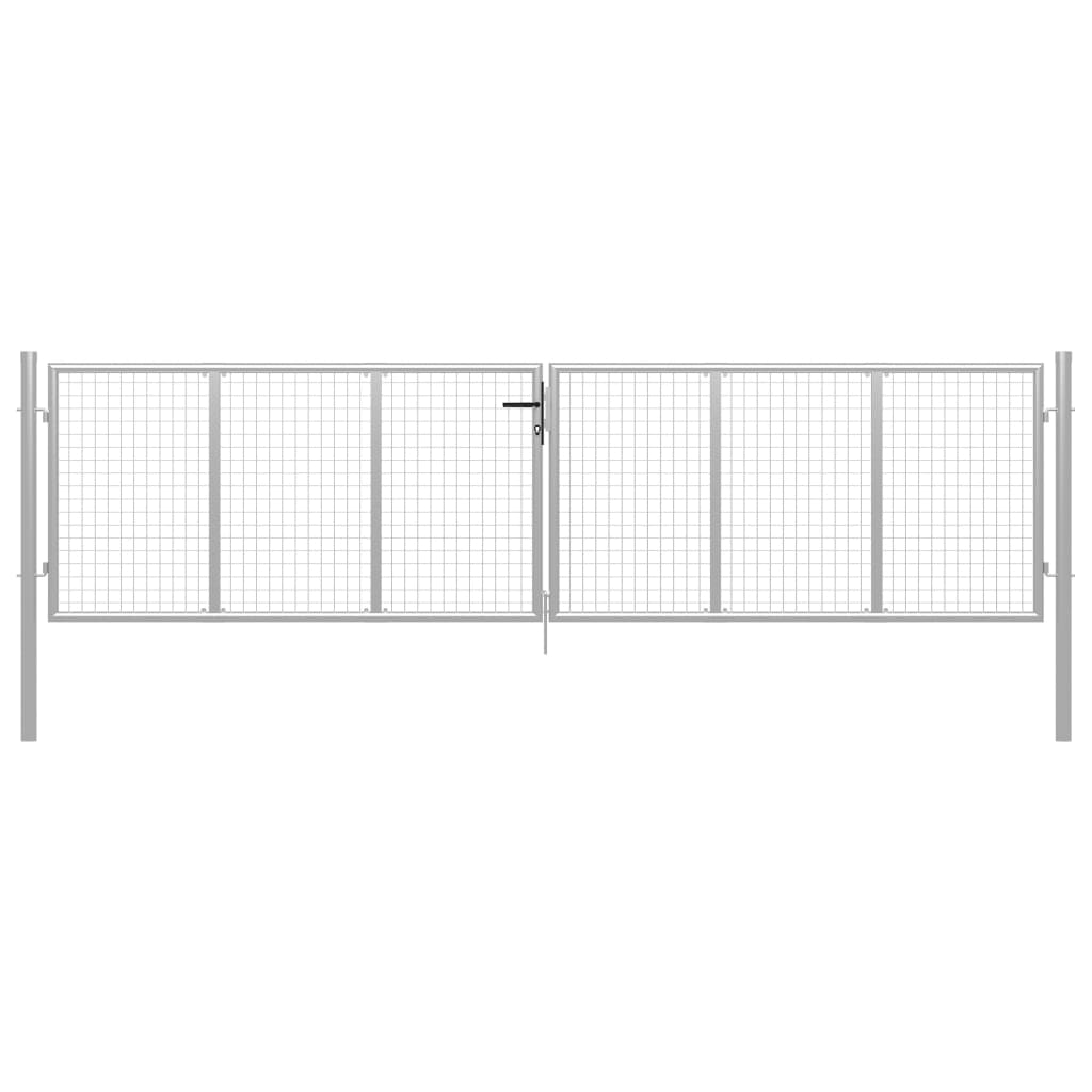 Poarta de gradina, vidaXL, Otel galvanizat, 415 x 175 cm, Argintiu