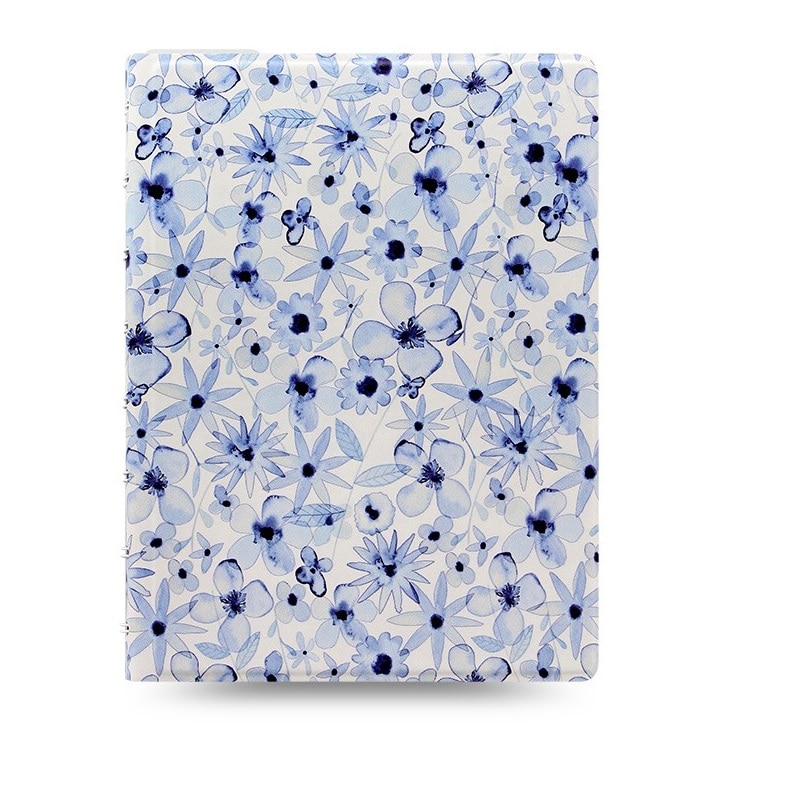 Agenda A5 nedatata cu spirala si rezerve FILOFAX Notebook Patterns Indigo Floral