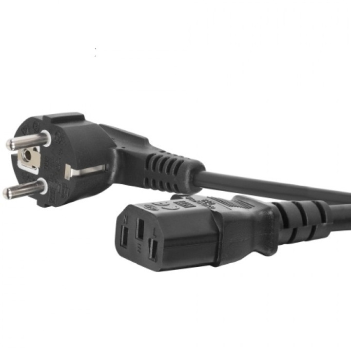 Cablu de alimentare, Dublu izolat, Sarcina maxima 16A/250V , Culoare Negru, Lungime 1,8 m