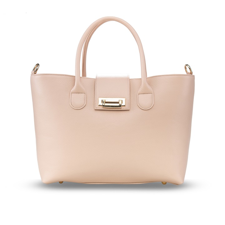 Poseta Diana, din piele naturala, Nude rose, 31x26x13 cm/31 X 26 X 13 cm