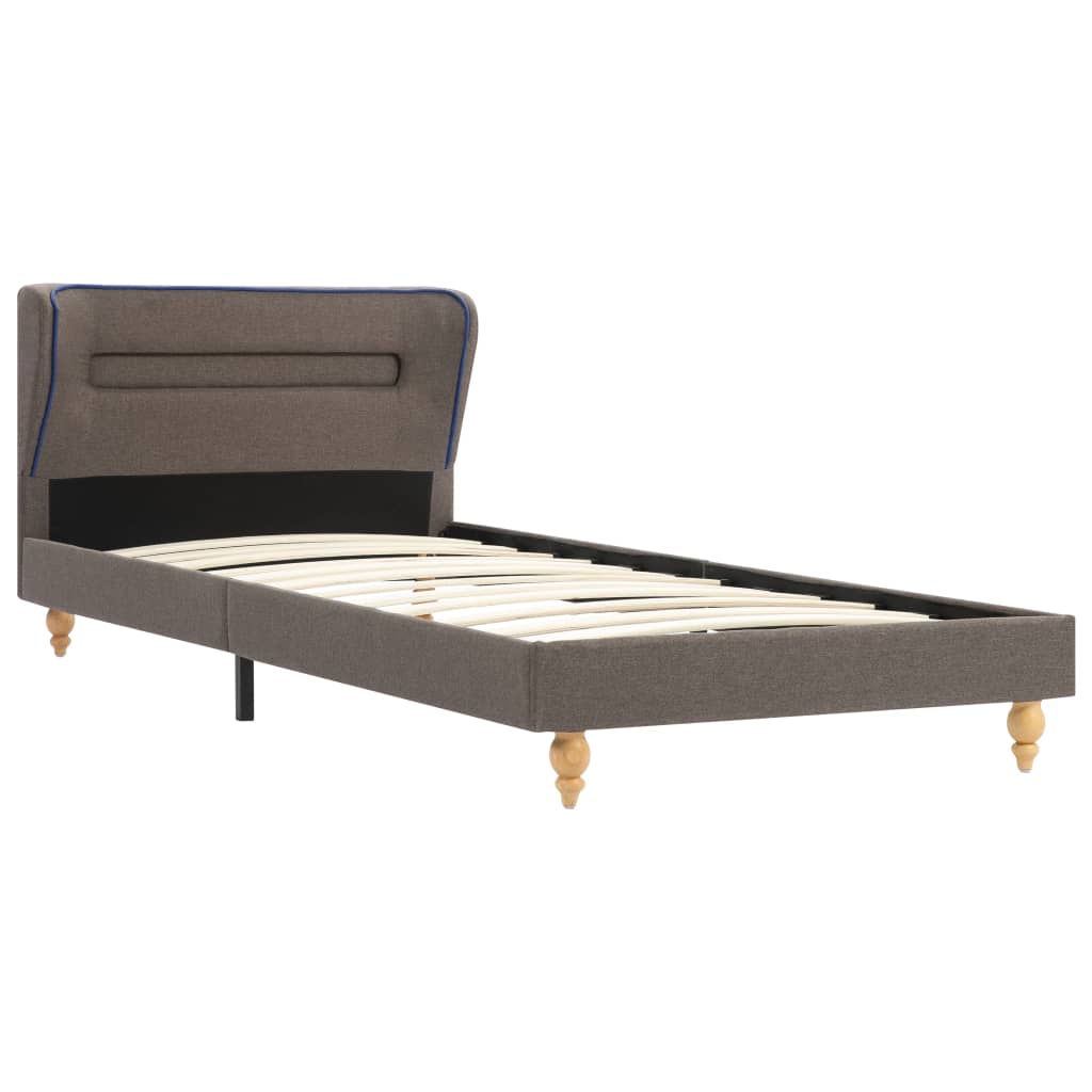 Set pat single LED cu saltea, vidaXL, Textil/Lemn, 90 x 200 cm, Maro