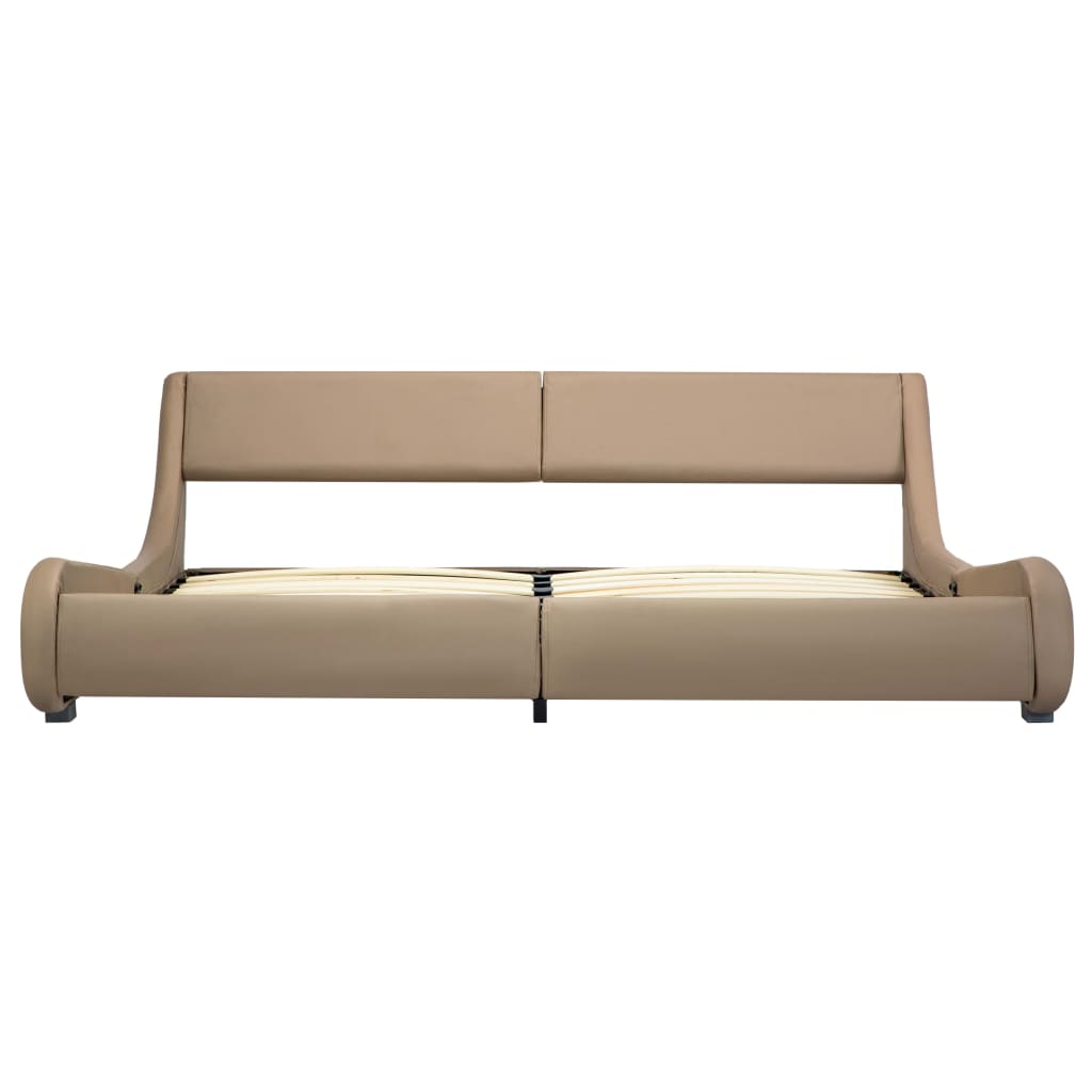 Cadru de pat dublu cu LED, vidaXL, Piele ecologica, 180 x 200 cm, Maro