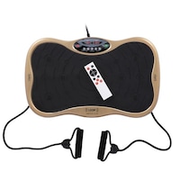 Aparat fitness, vibromasaj, Vibro Shaper, 99 trepte de viteza, putere maxima 200 W, LOOP, culoare gold, telecomanda, benzi elastice, greutate maxima 150 kg