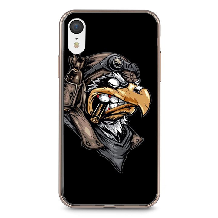Husa silicon neagra iPhone XR Army Eagle
