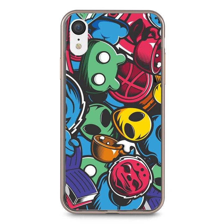 Husa silicon albastra iPhone XR Button