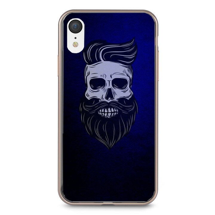 Husa silicon albastra iPhone XR Barber Skull