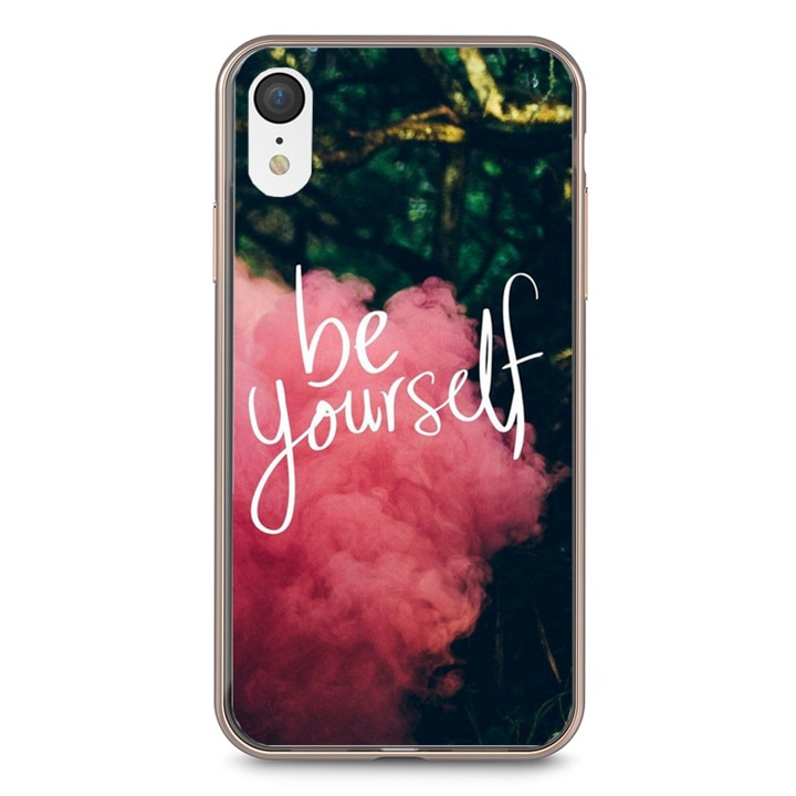 Husa silicon roz iPhone XR Be yourself