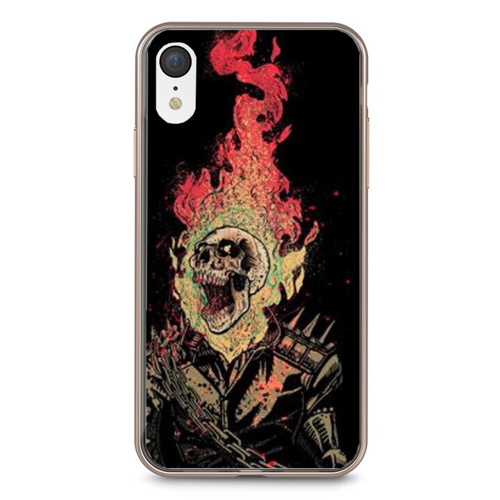 Husa silicon neagra iPhone XR Ghost Rider