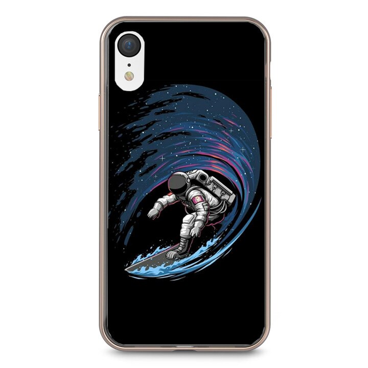 Husa silicon neagra iPhone XR Astronaut Surfing