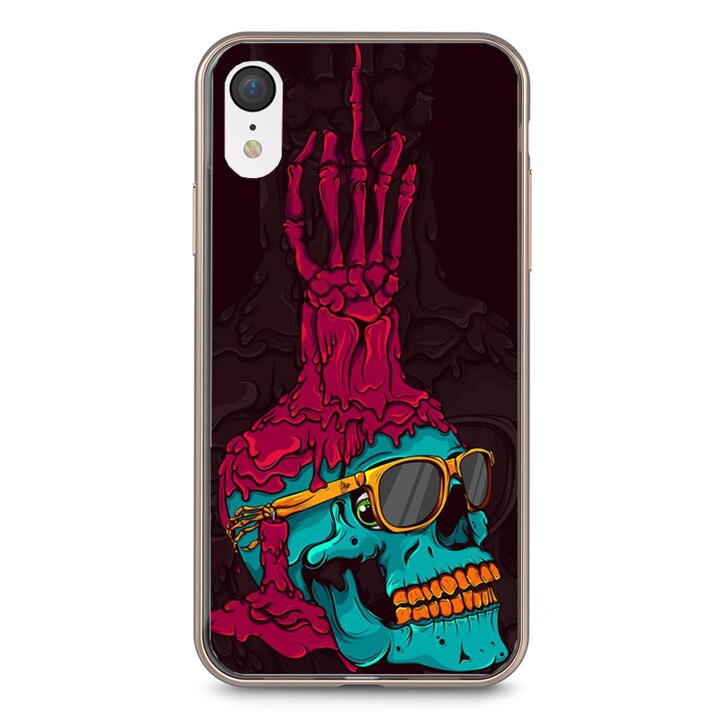 Husa silicon visinie iPhone XR Fck Skull