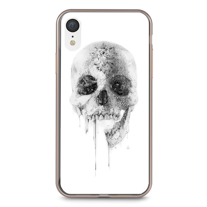 Husa silicon alba iPhone XR White Skull