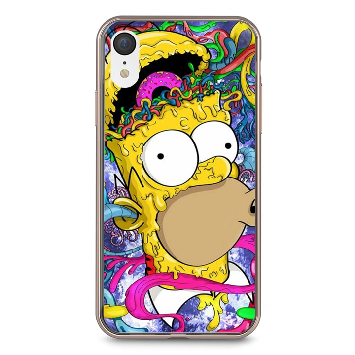 Husa silicon galbena iPhone XR Donuts Brain